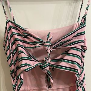 Beach day pink and green dress with bow back